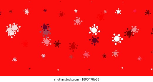 Light pink, red vector pattern with coronavirus elements. Colorful  gradient illness symbols in simple abstract style. Wallpaper for health protection.