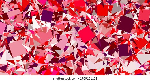 Light Pink, Red vector pattern with polygonal shapes. Triangle shapes with colorful gradient in abstract style. An easy addition to your commertials.
