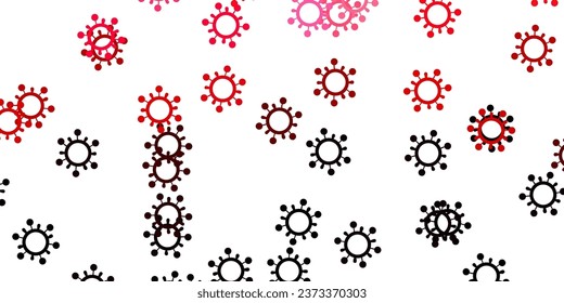 Light pink, red vector pattern with coronavirus elements. Colorful  gradient illness symbols in simple abstract style. Simple drawing against danger fever.