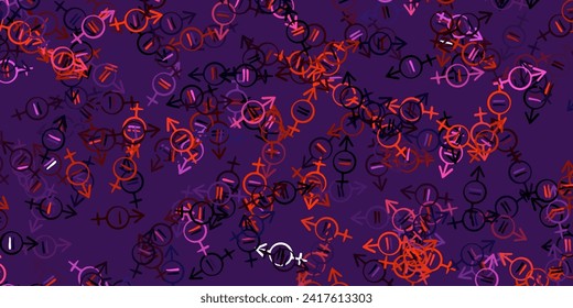 Light Pink, Red vector pattern with feminism elements. Colorful feminism symbols with a gradient in modern style. Best design to show the power of women.