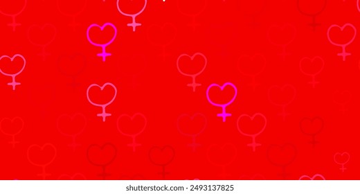 Light Pink, Red vector pattern with feminism elements. Colorful illustration with gradient feminism shapes. Design for International Women Day.
