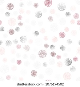 Light Pink, Red vector seamless doodle blurred template. Shining colored illustration with flowers in doodle style. Template for backgrounds of cell phones.