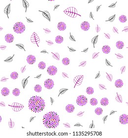 Light Pink, Red vector seamless doodle layout with leaves and flowers. Colorful illustration in doodle style with leaves, flowers. Doodle design can be used for your web site.
