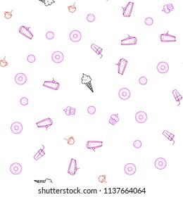 Light Pink, Red vector seamless template with organic meal. Decorative shining illustration with food on abstract template. Pattern for menu of cafes, bars, restaurants.