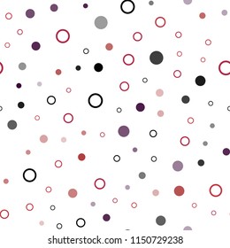 Light Pink, Red vector seamless backdrop with dots. Blurred decorative design in abstract style with bubbles. Pattern for design of fabric, wallpapers.