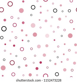 Light Pink, Red vector seamless texture with disks. Illustration with set of shining colorful abstract circles. Pattern for design of fabric, wallpapers.