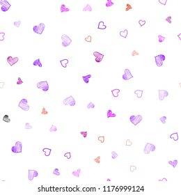 Light Pink, Red vector seamless background with hearts. Glitter abstract illustration with colorful hearts in romantic style. Pattern can be used for valentine's ad, booklets.