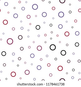 Light Pink, Red vector seamless pattern with spheres. Blurred bubbles on abstract background with colorful gradient. Pattern can be used for ads, leaflets.