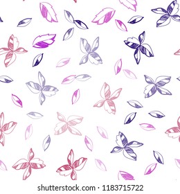 Light Pink, Red vector seamless elegant wallpaper with leaves. Blurred decorative design in Indian style with leaves. Pattern for design of fabric, wallpapers.