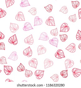 Light Pink, Red vector seamless elegant wallpaper with leaves. Blurred decorative design in Indian style with leaves. Pattern for design of window blinds, curtains.