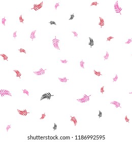 Light Pink, Red vector seamless natural background with leaves. leaves on elegant natural pattern with gradient. Pattern for design of window blinds, curtains.