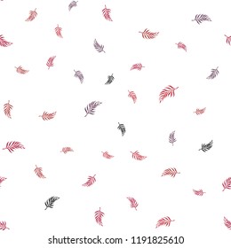 Light Pink, Red vector seamless doodle background with leaves. Blurred decorative design in Indian style with leaves. Pattern for design of window blinds, curtains.