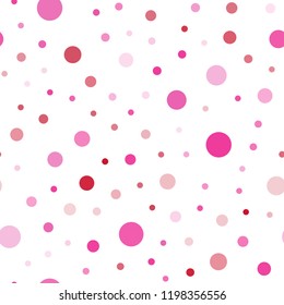 Light Pink, Red vector seamless pattern with spheres. Modern abstract illustration with colorful water drops. Trendy design for wallpaper, fabric makers.