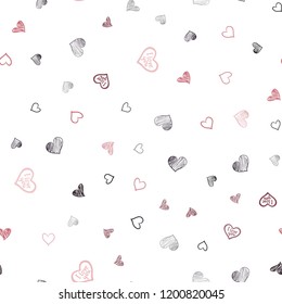 Light Pink, Red vector seamless cover with Shining hearts. Beautiful colored illustration with hearts in celebration style. Design for ad, poster, banner of Valentine Day.