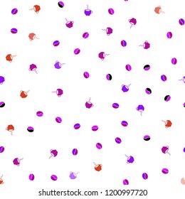 Light Pink, Red vector seamless template with cups of coffee, beans. Gradient illustration with coffee beans, tea cups. Pattern for ads of breakfast, lunch, dinner.