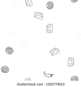 Light Pink, Red vector seamless template with organic meal. Decorative shining illustration with food on abstract template. Pattern for ad, booklets, leaflets of restaurants.