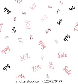 Light Pink, Red vector seamless pattern with 30 percentage signs. Illustration with signs of sales on abstract template. Pattern for ads, posters, banners of sales.