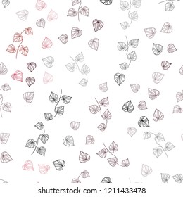 Light Pink, Red vector seamless doodle pattern with leaves. Creative illustration in blurred style with leaves. Design for textile, fabric, wallpapers.