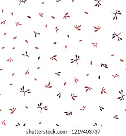 Light Pink, Red vector seamless natural background with leaves. Glitter abstract illustration with doodles and leaves. Trendy design for wallpaper, fabric makers.