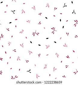 Light Pink, Red vector seamless natural pattern with leaves. Doodle illustration of leaves in Origami style with gradient. Pattern for design of fabric, wallpapers.