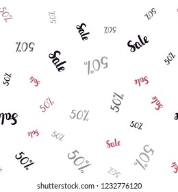 Light Pink, Red vector seamless cover with symbols of 50 % sales. Colorful set of  percentage signs in simple style. Template for season sales, shopping ads.