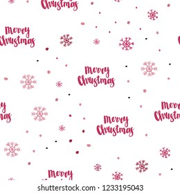 Light Pink, Red vector seamless layout with bright snowflakes. Glitter abstract illustration with crystals of ice. Trendy design for wallpaper, fabric makers.