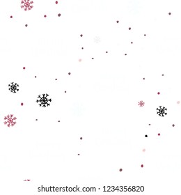 Light Pink, Red vector seamless template with ice snowflakes. Modern geometrical abstract illustration with snowflakes. Pattern for trendy fabric, wallpapers.