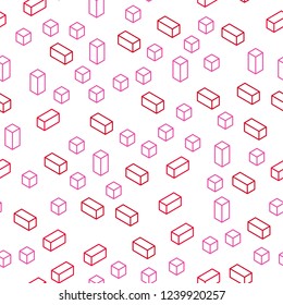 Light Pink, Red vector seamless, isometric pattern in square style. Glitter abstract illustration with rectangular shapes. Design for textile, fabric, wallpapers.