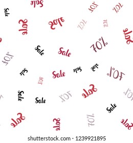 Light Pink, Red vector seamless background with 70 % signs of sales. Gradient illustration with discount signs on white backdrop. Backdrop for super sales on Black Friday.
