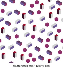 Light Pink, Red vector seamless, isometric layout with lines, rectangles. Glitter abstract illustration with rectangular shapes. Design for textile, fabric, wallpapers.