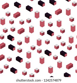Light Pink, Red vector seamless, isometric background with rectangles. Illustration with set of colorful rectangles. Pattern for design of fabric, wallpapers.