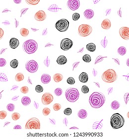 Light Pink, Red vector seamless natural pattern with leaves and flowers. Shining colored illustration with leaves and flowers. Texture for window blinds, curtains.