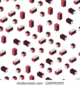 Light Pink, Red vector seamless, isometric layout with lines, rectangles. Illustration with set of colorful rectangles. Pattern for design of fabric, wallpapers.