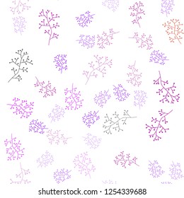 Light Pink, Red vector seamless natural background with branches. Colorful illustration in doodle style with leaves, branches. Texture for window blinds, curtains.