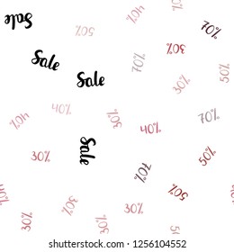 Light Pink, Red vector seamless cover with symbols of 30, 40, 50, 70 % sales. Abstract illustration with colorful gradient symbols of sales. Pattern for ads, posters, banners of sales.