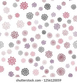 Light Pink, Red vector seamless cover with beautiful snowflakes. Blurred decorative design in xmas style with snow. Design for textile, fabric, wallpapers.
