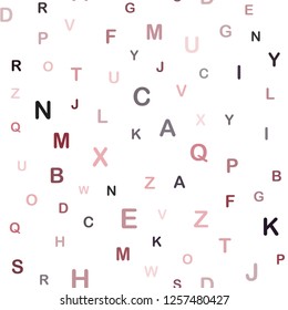 Light Pink, Red vector seamless backdrop with english symbols. Shining illustration with ABC symbols on abstract template. Texture for window blinds, curtains.