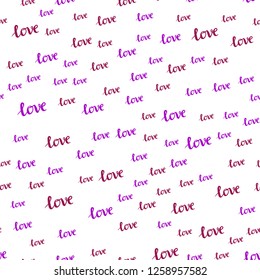 Light Pink, Red vector seamless pattern with phrase LOVE YOU. Illustration with phrase LOVE YOU for valentine's day. Texture for window blinds, curtains.