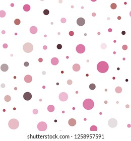 Light Pink, Red vector seamless texture with disks. Abstract illustration with colored bubbles in nature style. Pattern for trendy fabric, wallpapers.