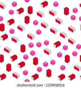 Light Pink, Red vector seamless, isometric layout with lines, rectangles. Beautiful illustration with rectangles and squares. Design for textile, fabric, wallpapers.