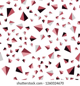 Light Pink, Red vector seamless, isometric template with crystals, triangles. Illustration with set of colorful triangles. Texture for window blinds, curtains.