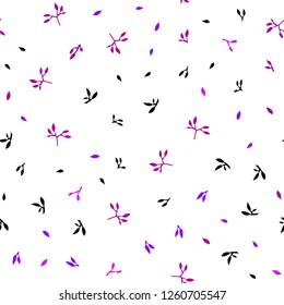 Light Pink, Red vector seamless abstract background with leaves. Shining colored illustration with leaves in doodle style. Design for textile, fabric, wallpapers.