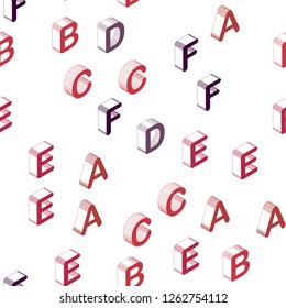 Light Pink, Red vector seamless background with 3D signs of alphabet. Modern geometrical illustration with 3D ABC english symbols. Design for textile, fabric, wallpapers.