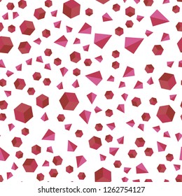 Light Pink, Red vector seamless, isometric texture with poly style with cubes. Illustration with set of colorful triangles, squares. Pattern for trendy fabric, wallpapers.