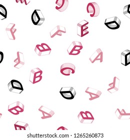 Light Pink, Red vector seamless layout with 3D latin alphabet. Abstract illustration with colorful 3D latin alphabet. Pattern for trendy fabric, wallpapers.