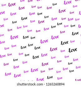 Light Pink, Red vector seamless pattern with phrase LOVE YOU. Illustration with phrase LOVE YOU for valentine's day. Design for wallpaper, fabric makers.