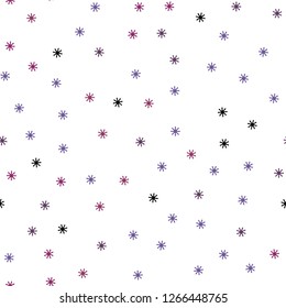 Light Pink, Red vector seamless template with ice snowflakes. Colorful decorative design in xmas style with snow. Design for textile, fabric, wallpapers.