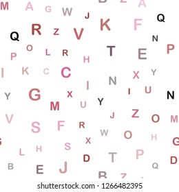 Light Pink, Red vector seamless backdrop with english symbols. Modern geometrical illustration with ABC english symbols. Pattern for trendy fabric, wallpapers.