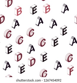 Light Pink, Red vector seamless background with 3D signs of alphabet. Abstract illustration with colorful 3D latin alphabet. Texture for window blinds, curtains.