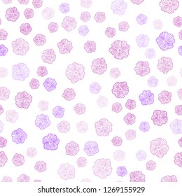 Light Pink, Red vector seamless doodle backdrop with flowers. Abstract illustration with flowers in doodles style. Design for wallpaper, fabric makers.